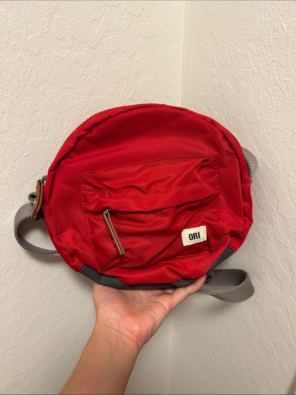 ORI Red Round Crossbody Belt Bag for Men